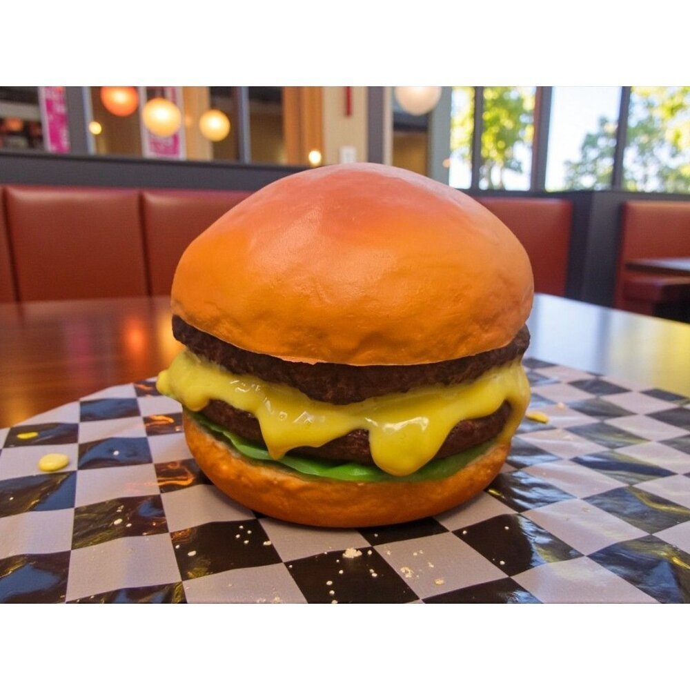 New Real Size Realistic Display Fake Food Prop Double Cheeseburger W/ Lettuce